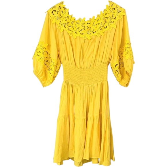 Gianni Bini FREE *** with $30 Purchase Yellow Boho Peasant Dress size XL - Picture 2 of 3
